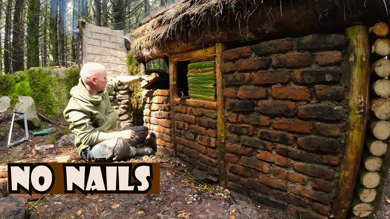 Bushcraft shelter hand made bricks