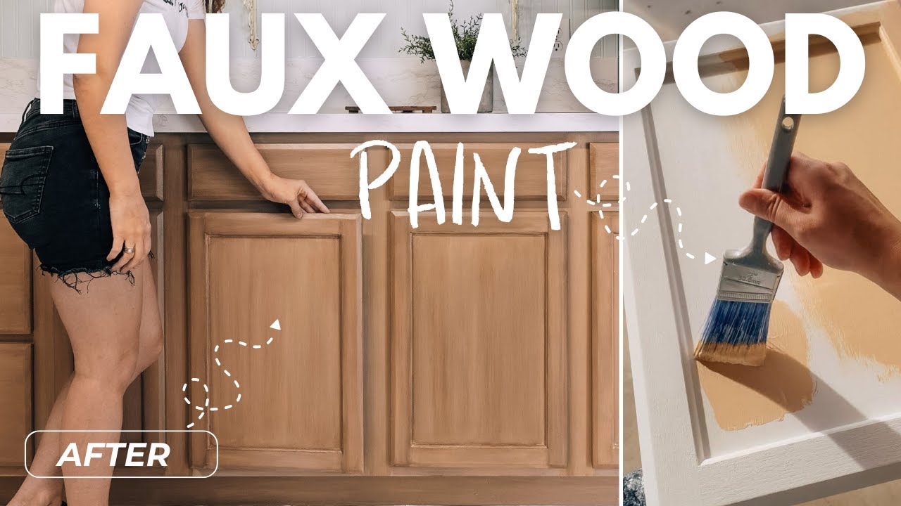Liquid Faux WOOD DIY ! HOW TO PAINT KITCHEN CABINETS! Perfect For Beginners!