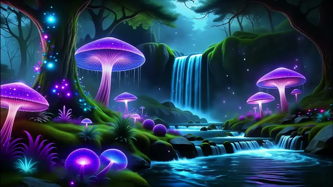 Enchanted Waterfall in a Fantasy Forest ✨ Relaxing Water Sounds & Ambient Music for Sleep and Focus