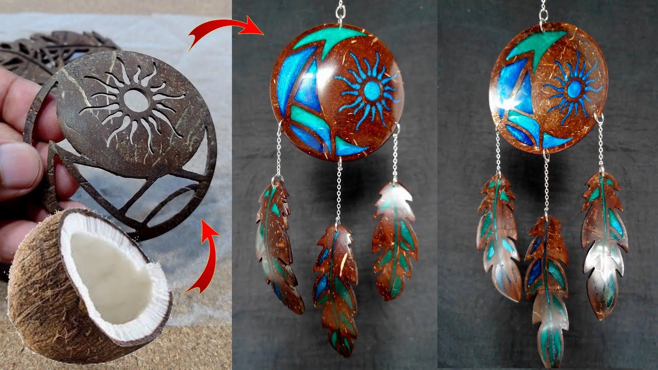 Coconut shell craft ideas | Coconut shell and Resin | Waste materials craft ideas easy