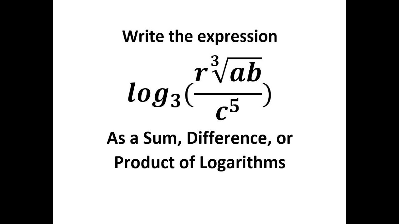 Write the Logarithmic Equation as a Sum, Difference, or Product of Logs