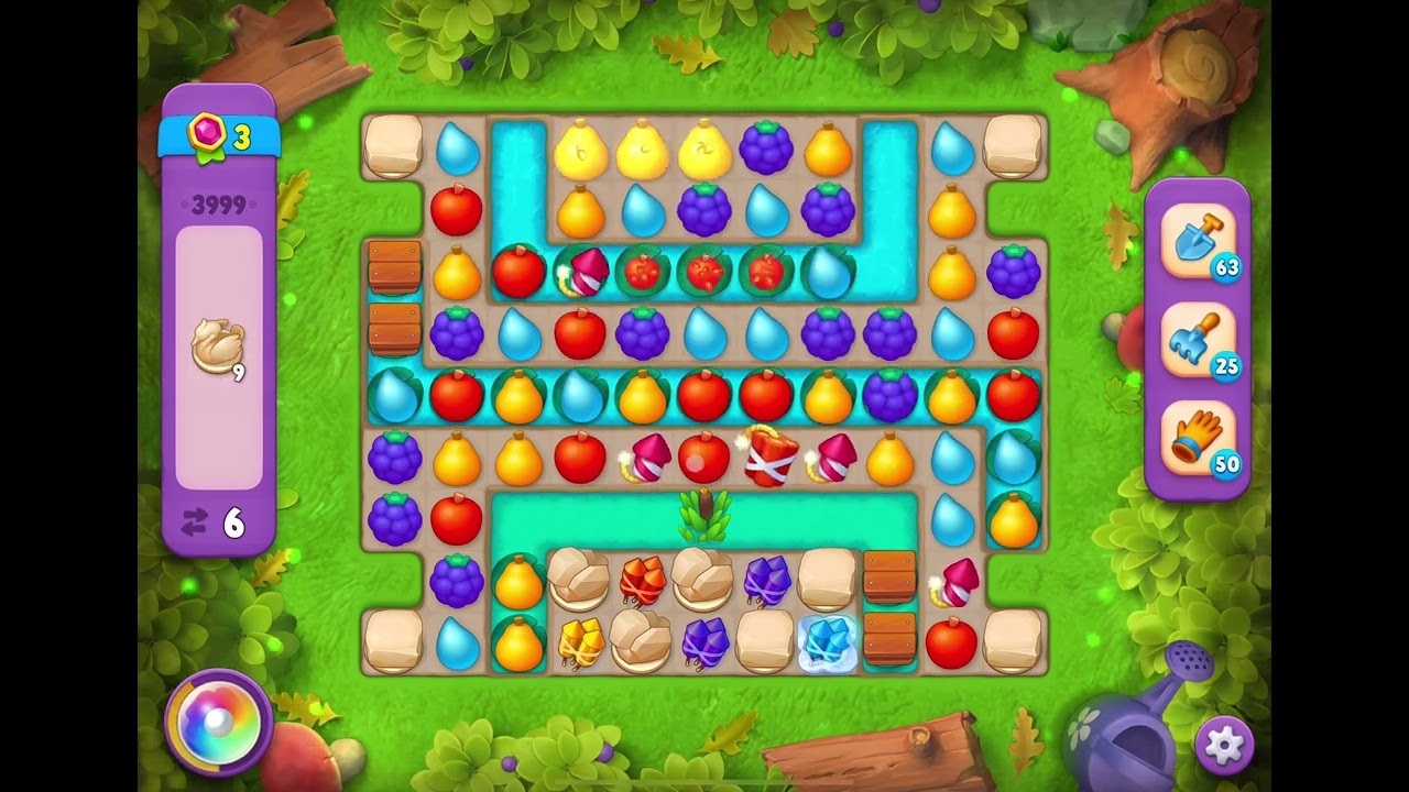 GardenScapes Level 3999 no boosters (14 moves)