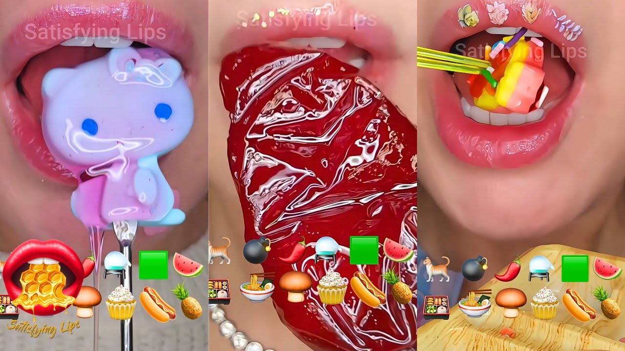 ASMR Satisfying Eating Emoji Food Challenge