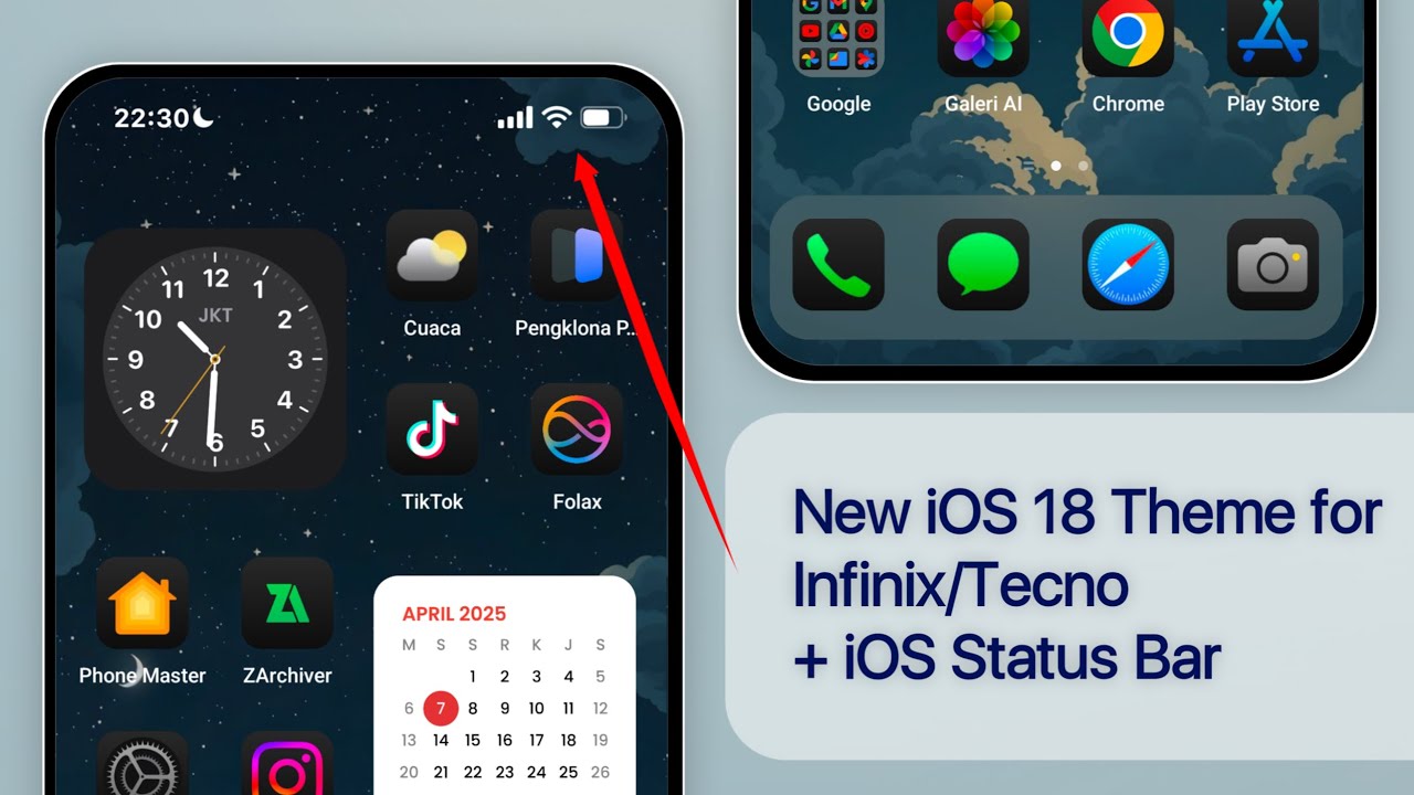 New iOS 18.4 Theme (Dark + Light) for Infinix/Tecno with iOS Status Bar!