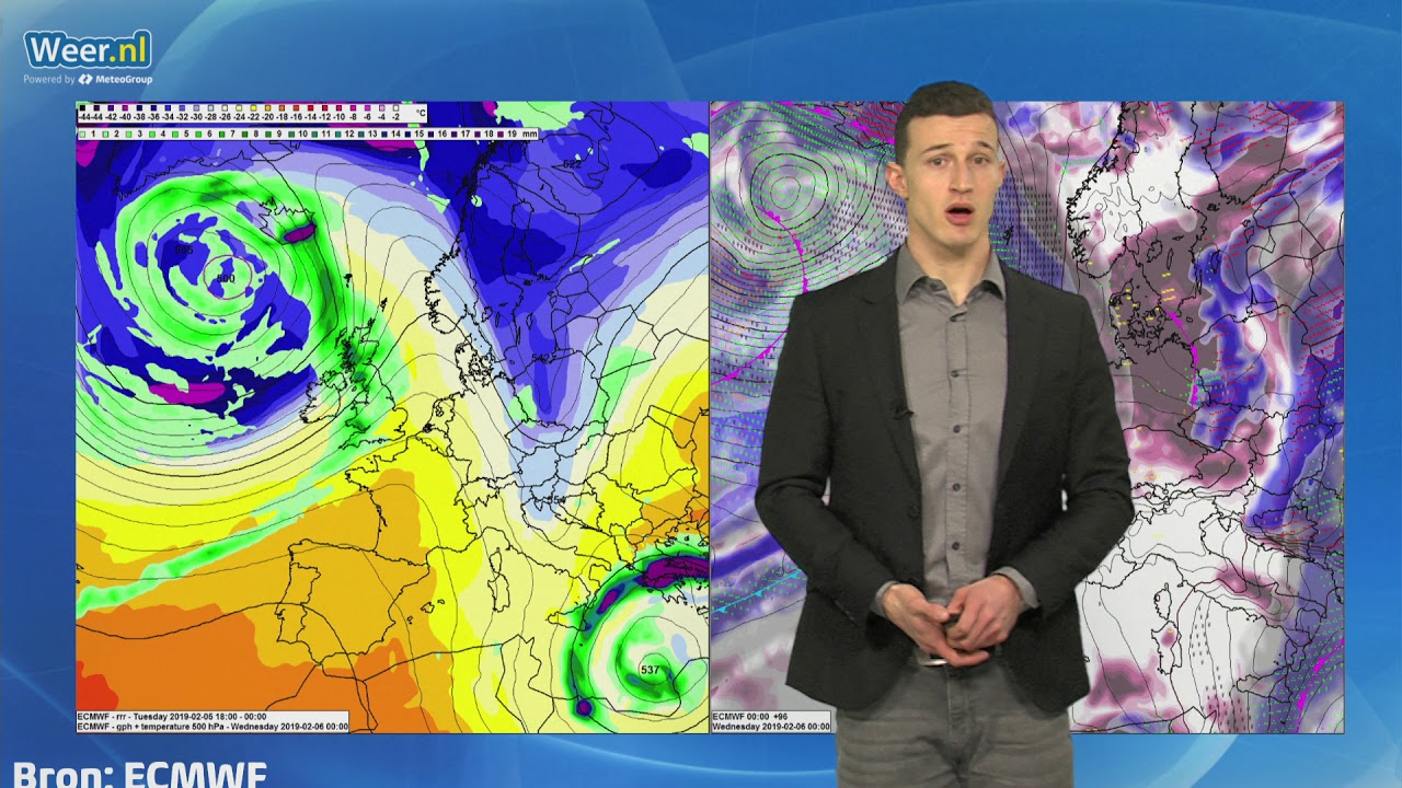 Temperatuurverschillen Europa door bovenluchttrog
