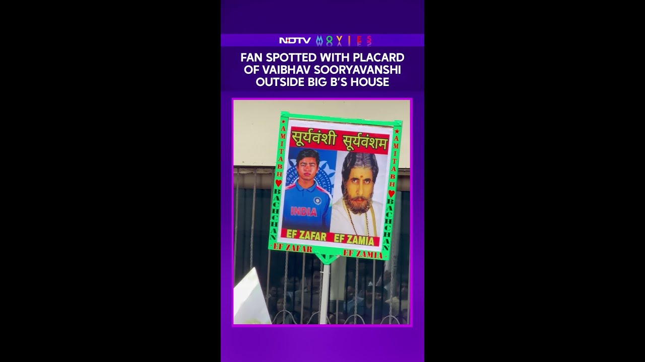 Vaibhav Sooryavanshi | Fan Spotted With Placard of Vaibhav Sooryavanshi Outside Big B&rsquo;s House