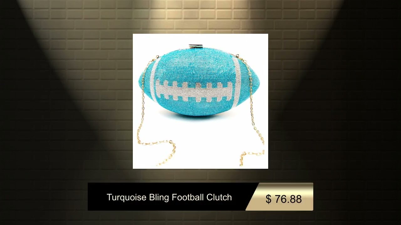 Turquoise Bling Football Clutch