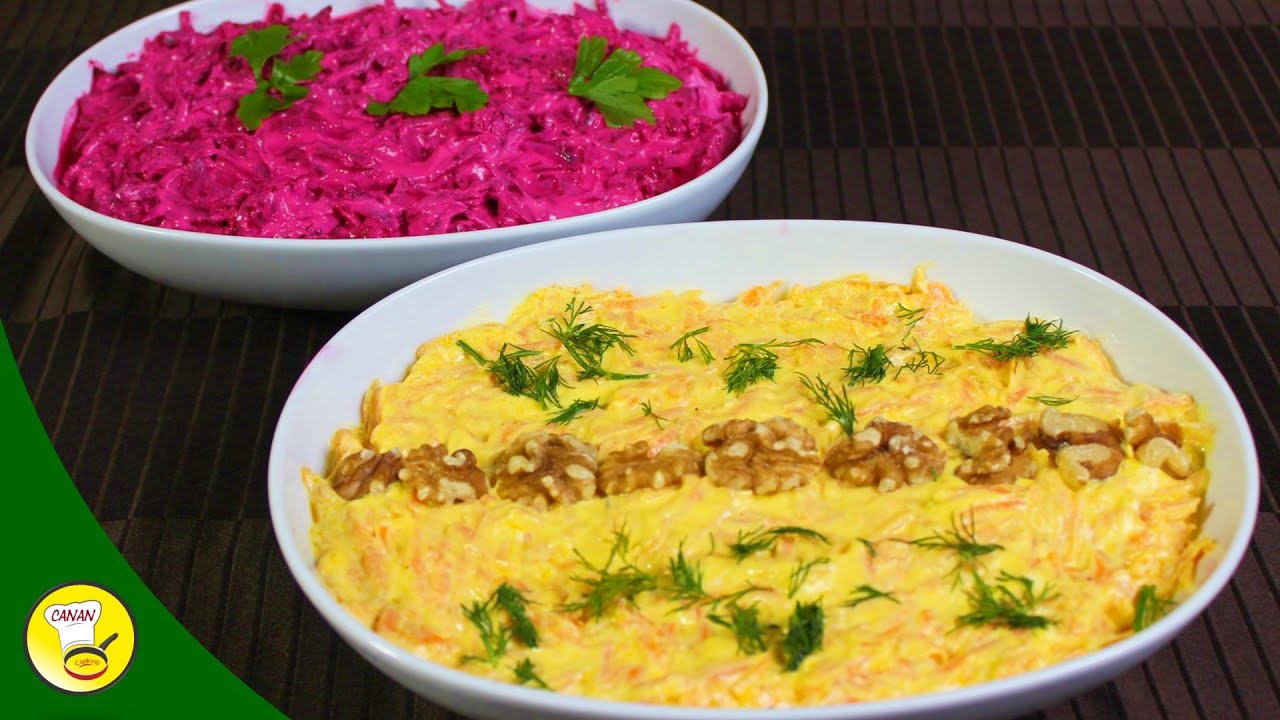 2 schnelle türkische Party-Salate (Meze) mit wenig Zutaten Rote Beete Salat & Karottensalat