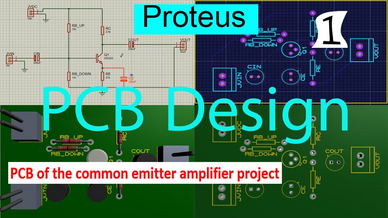 Proteus Tutorial,PCB Design,PCB of the Common Emitter Amplifier