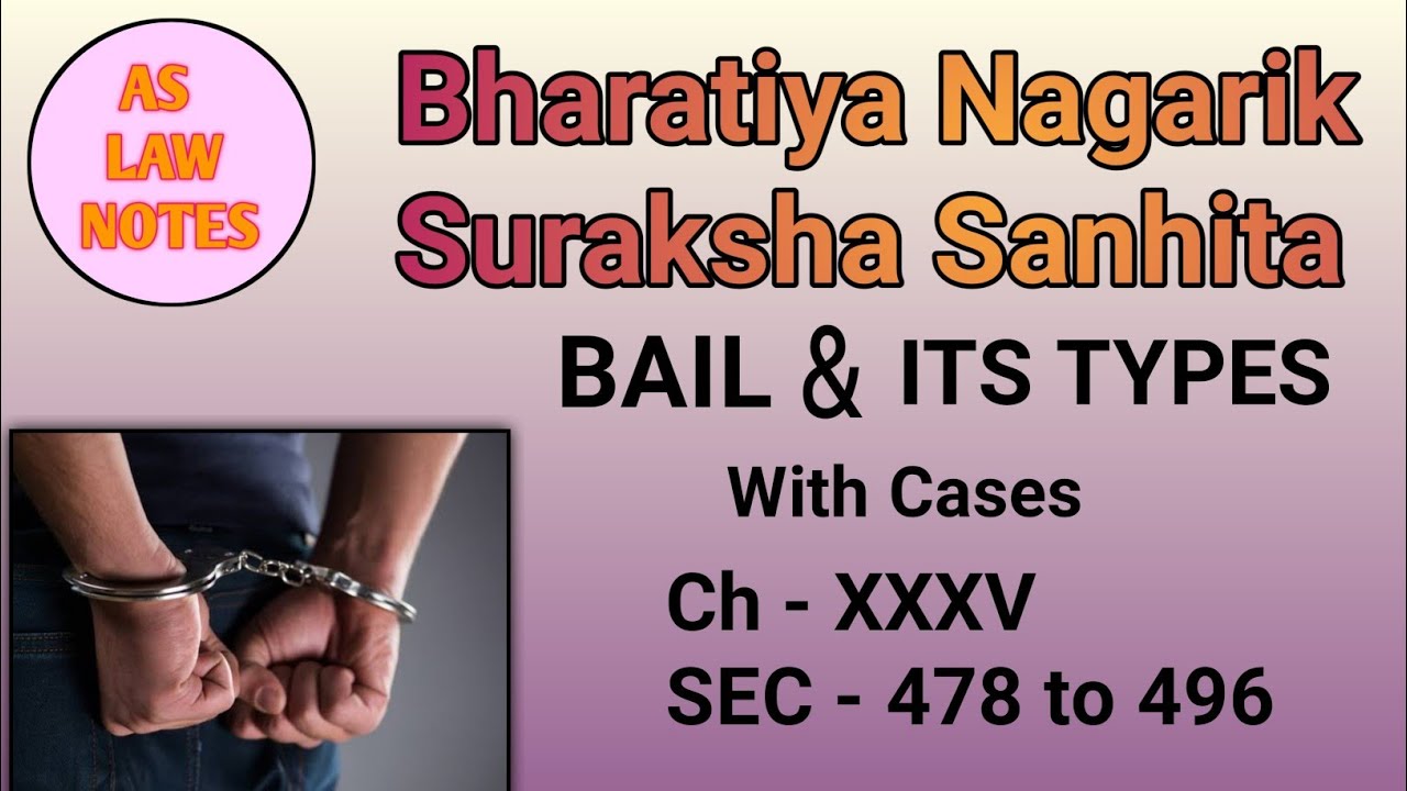 Bail and Its Types under BNSS || Ch-XXXV , Sec-  478 to 496 || AS LAW NOTES || criminal law