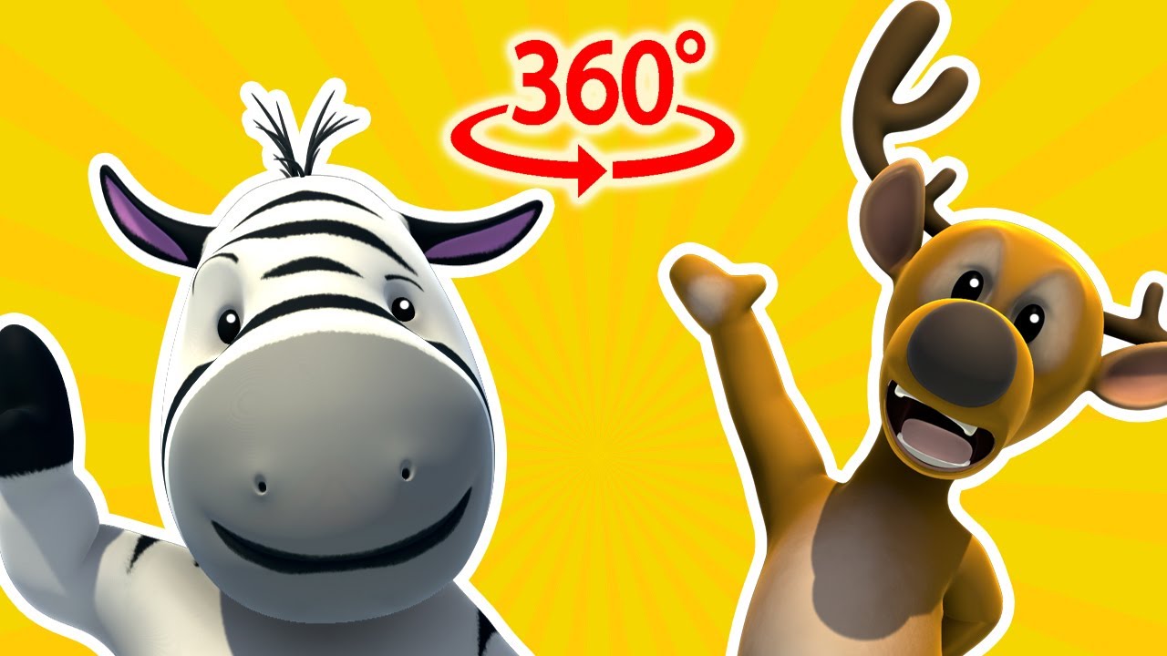 🦓🐑🦏 360 Анимация ABC песня | 360 видео Nursery Rhymes | Попробуйте следовать Zeze Zebra во время пес
