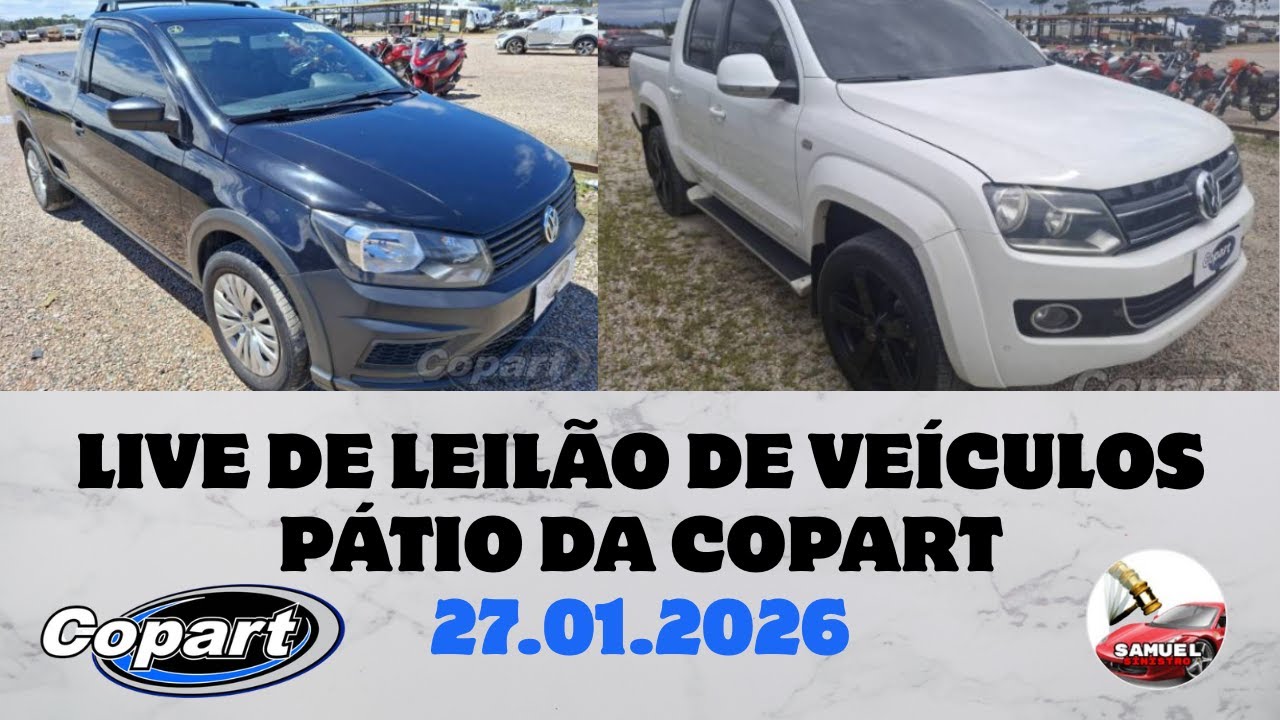 LIVE DE LEILÃO DE VEÍCULOS NO PÁTIO DA COPART DO DIA 27.01.2026