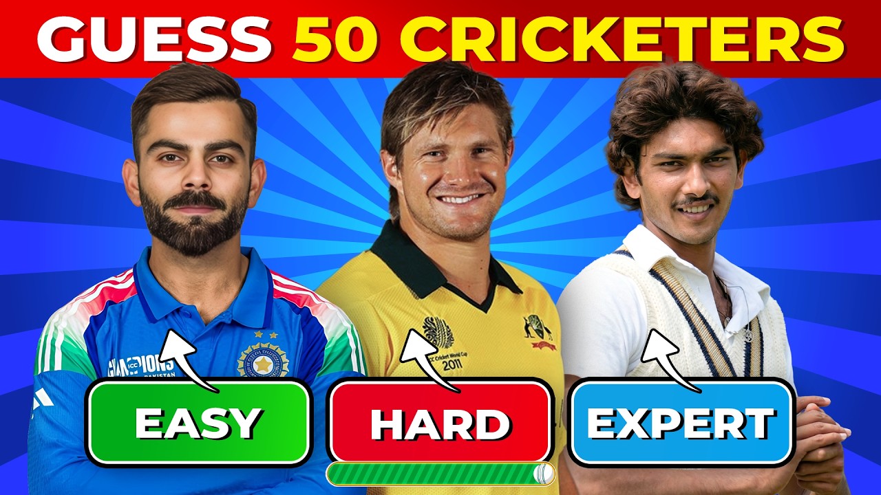 Guess the Cricketer Challenge 🏏 | 50 Players from Easy to IMPOSSIBLE