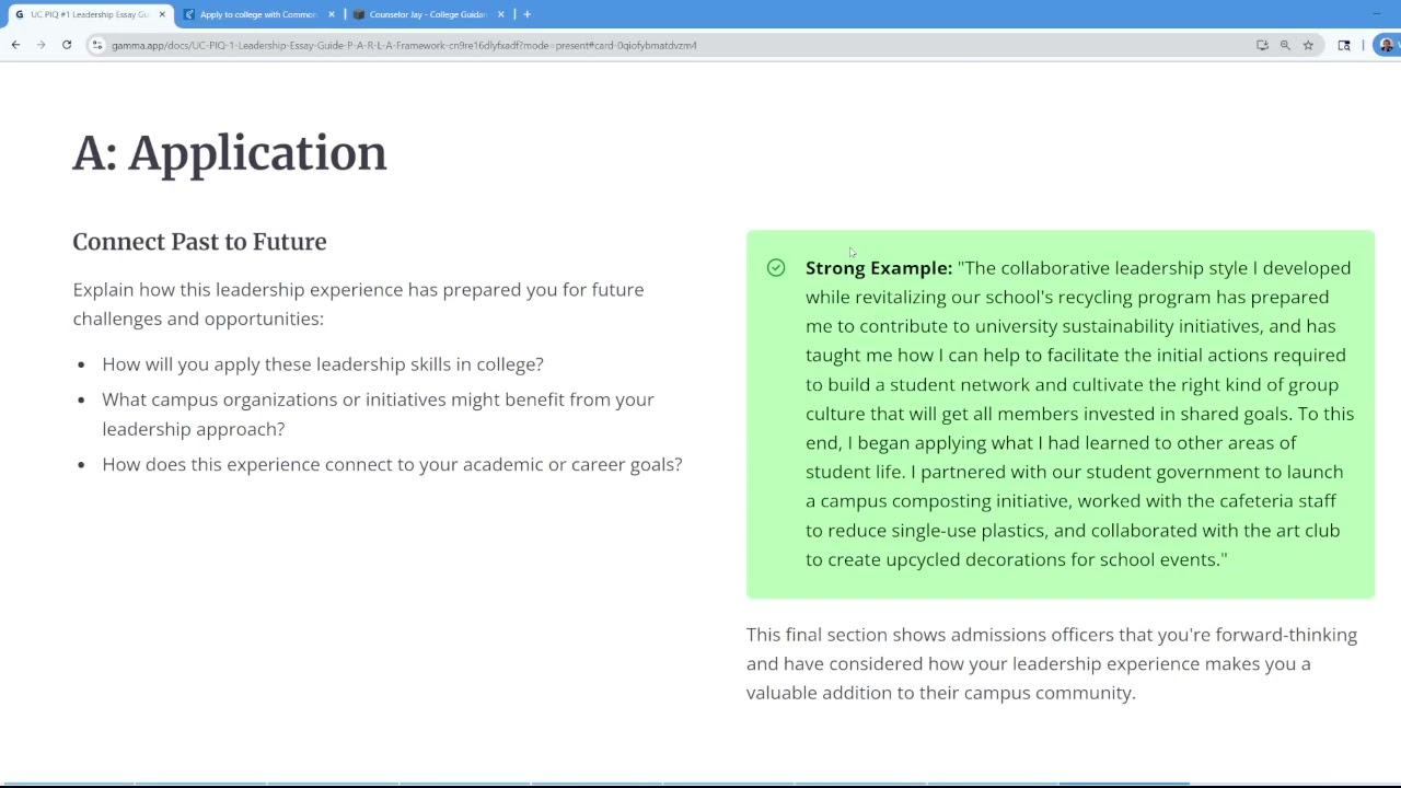 UC PIQ 1 Leadership Essay Guide 2025-26 (and brief update on Commonapp)