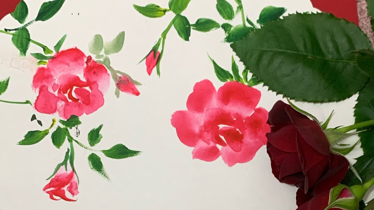 【一筆画で薔薇を描く】Easy to Drawing love flowers roses ほのぼの一筆画40