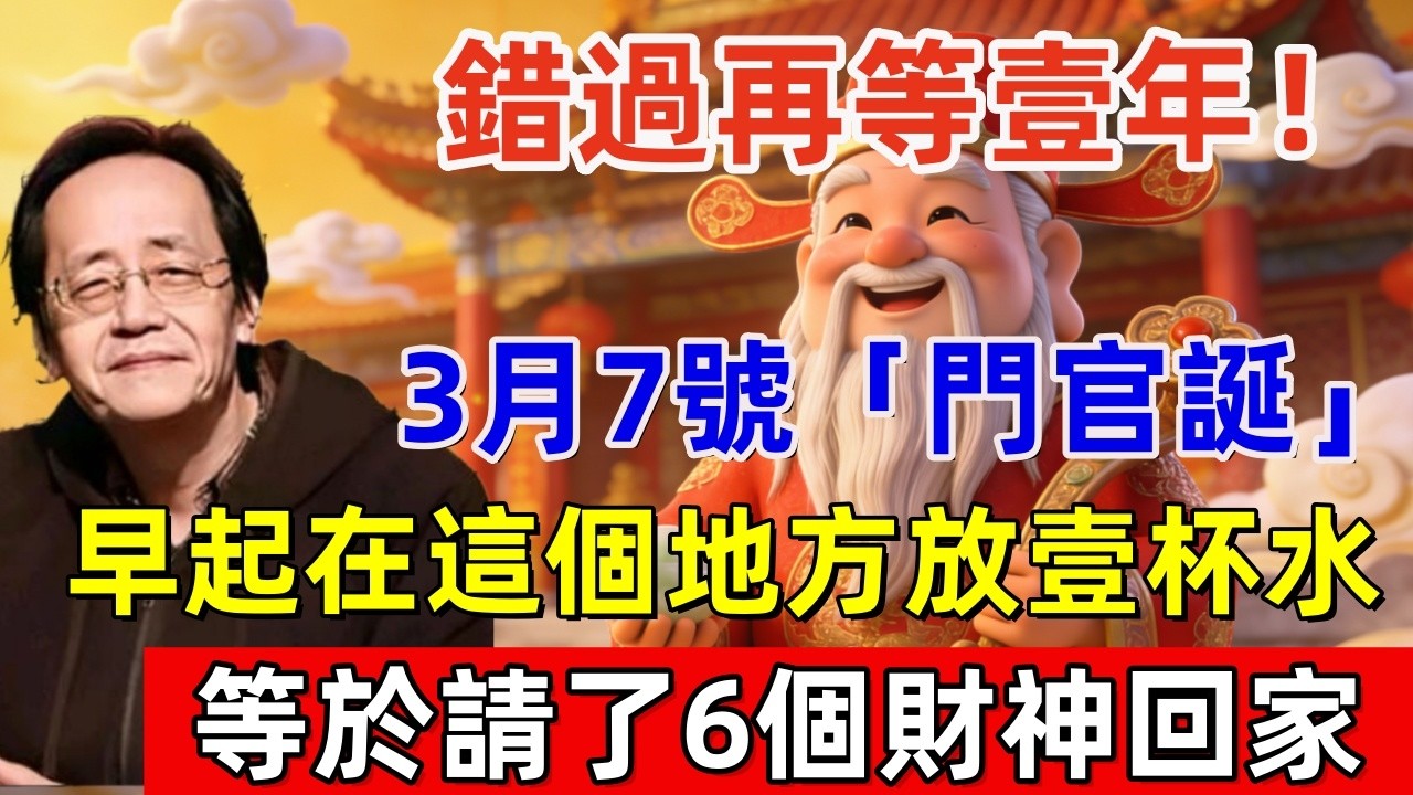 錯過再等壹年！3月7號，正月十九，「門官誕」，早起在這個地方放壹杯水，等於請了6個財神回家！#佛缘#风水  #佛教 #命理 #横财 #易经 #佛法 #佛陀 #佛學#运势 #因果#偏财