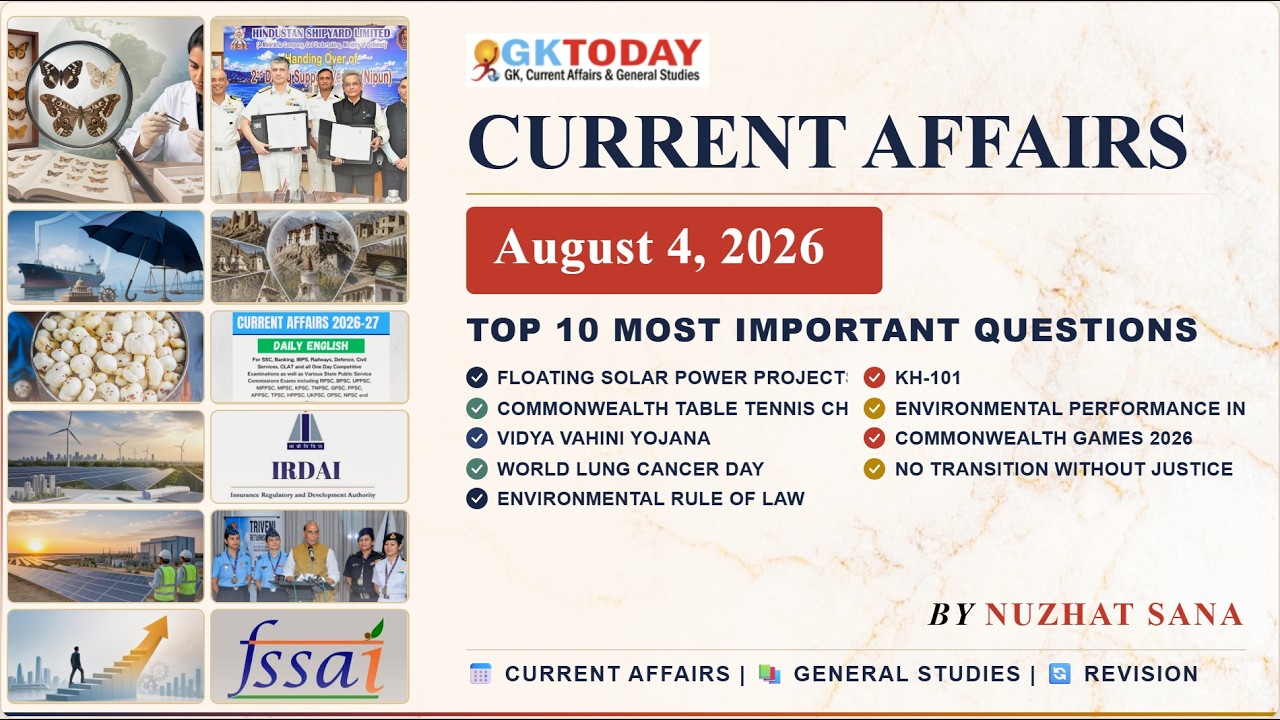 GKToday Current Affairs 🎯 04 August, 2026