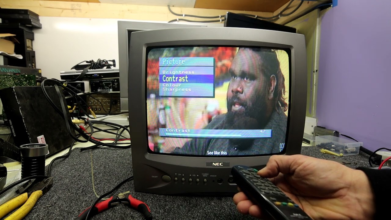 Pair of NEC N 3480 CRT TV Daewoo CP005 Chassis Test and Service