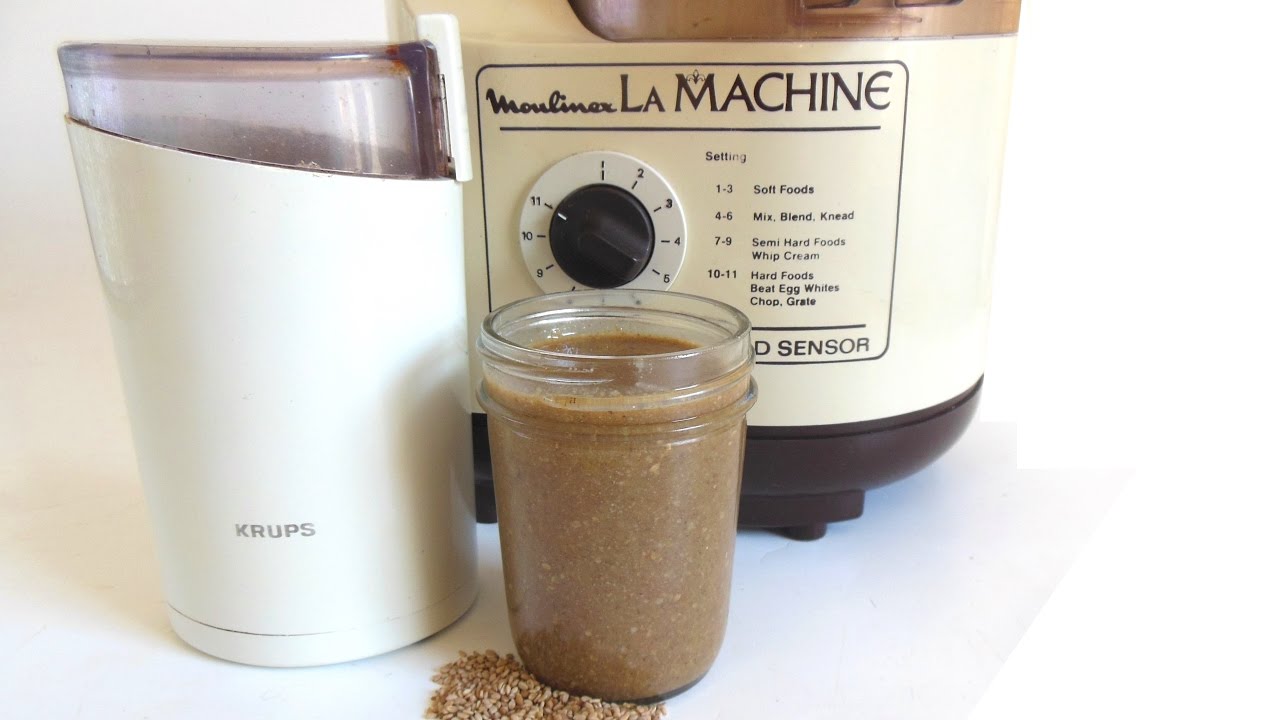 How to Make Natural Sesame Tahini in Food Processor - Moulinex La Machine LM5, Krups Coffee Grinder