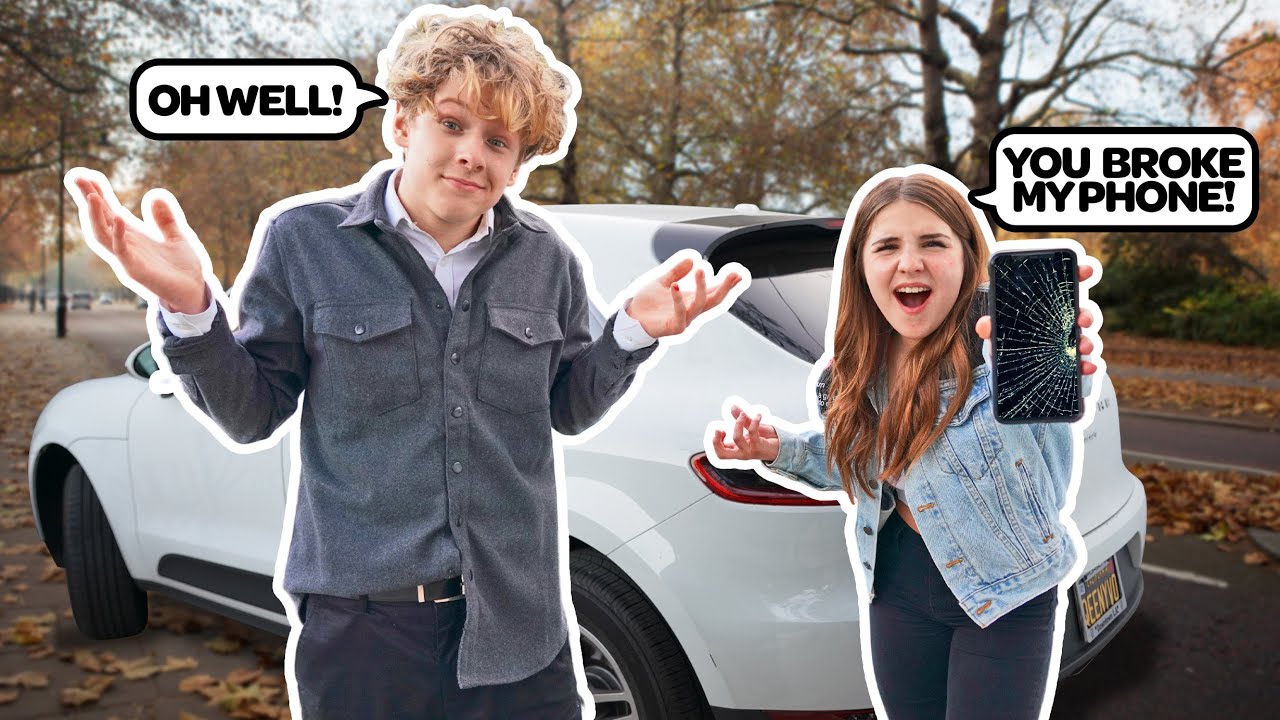 THROWING MY GIRLFRIEND'S PHONE OUT THE CAR WINDOW **PRANK**🚙📱 | Lev Cameron