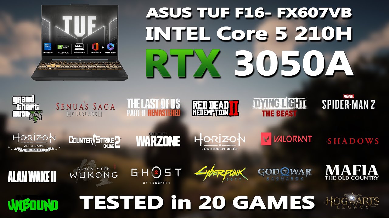 NOWY ASUS TUF F16: Test wydajnościowy w grach z procesorem Intel Core 5 210H i kartą graficzną RT...