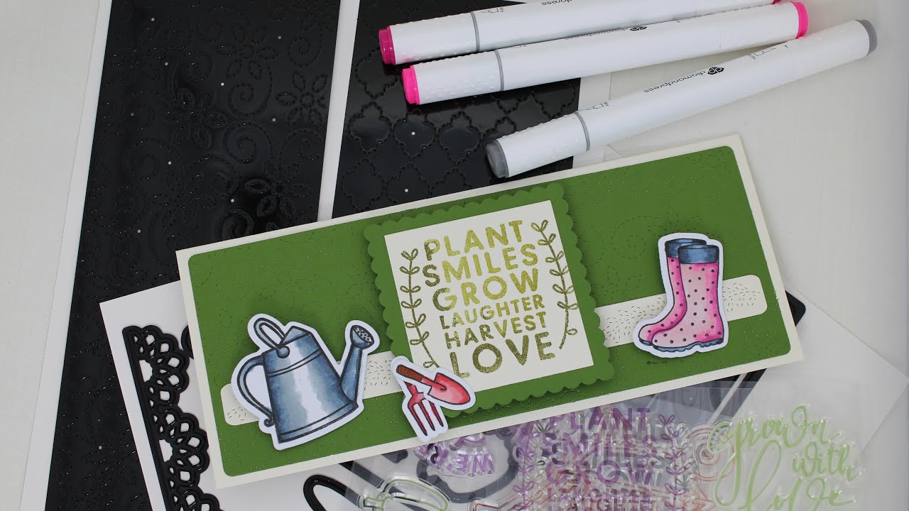 Diamond Press Geometric Perforated Slimline Dies & Grown w/ Love Stamp and Dies Set Review Tutorial!