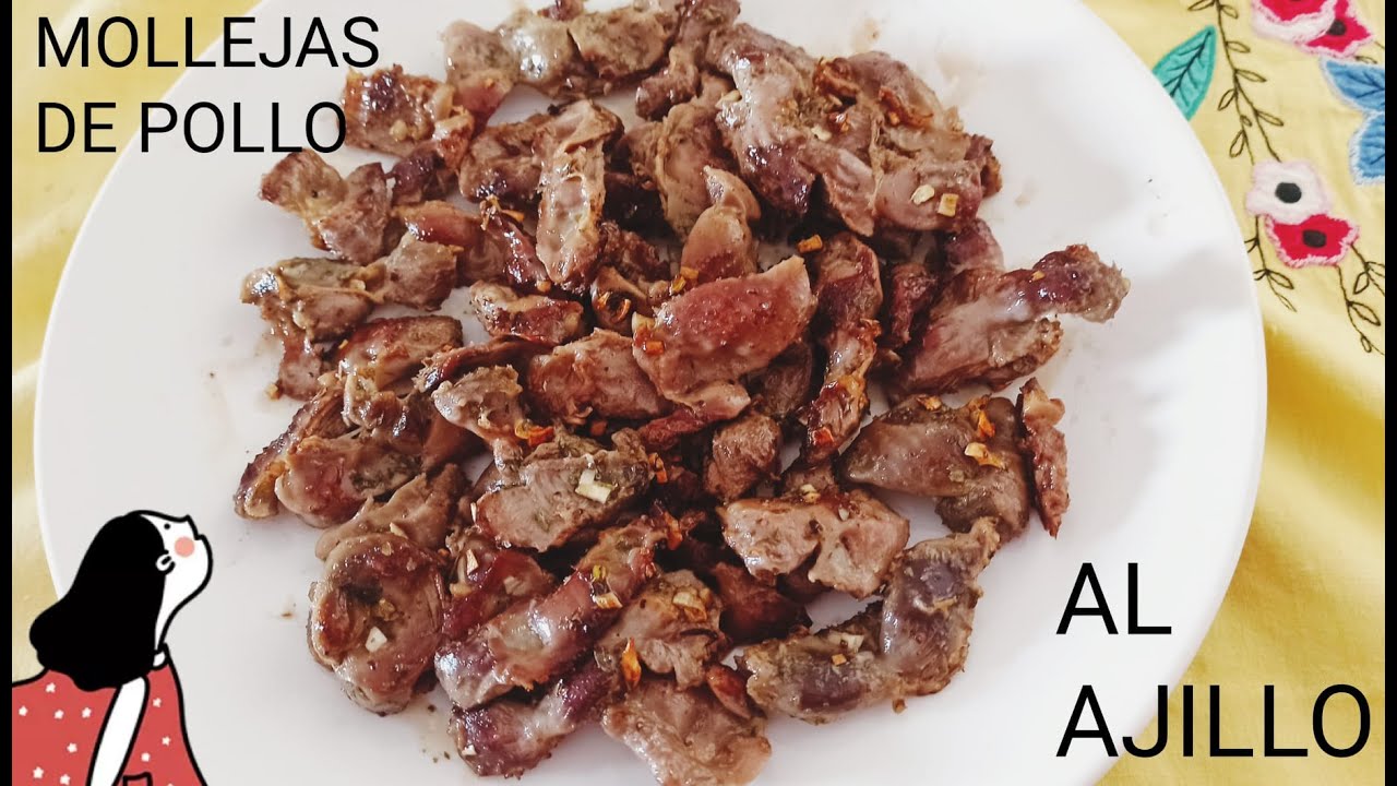 MOLLEJAS DE POLLO AL AJILLO, muy facil  explicado paso a  paso                 !! BUENISIMAS !!....)