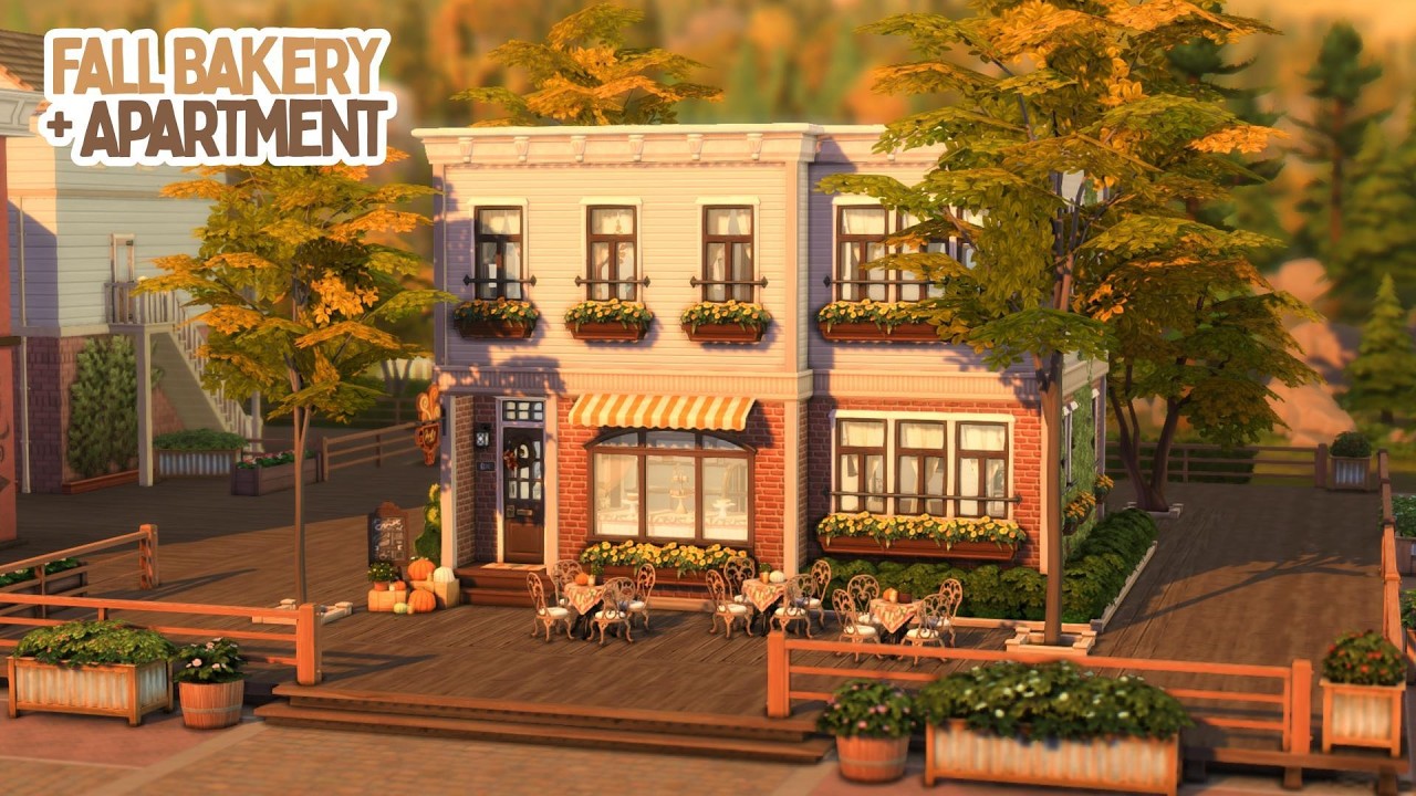 Маленькая осенняя пекарня в Коппердейле 🍂🥧 Быстрая постройка в The Sims 4 || Без пользовательског...