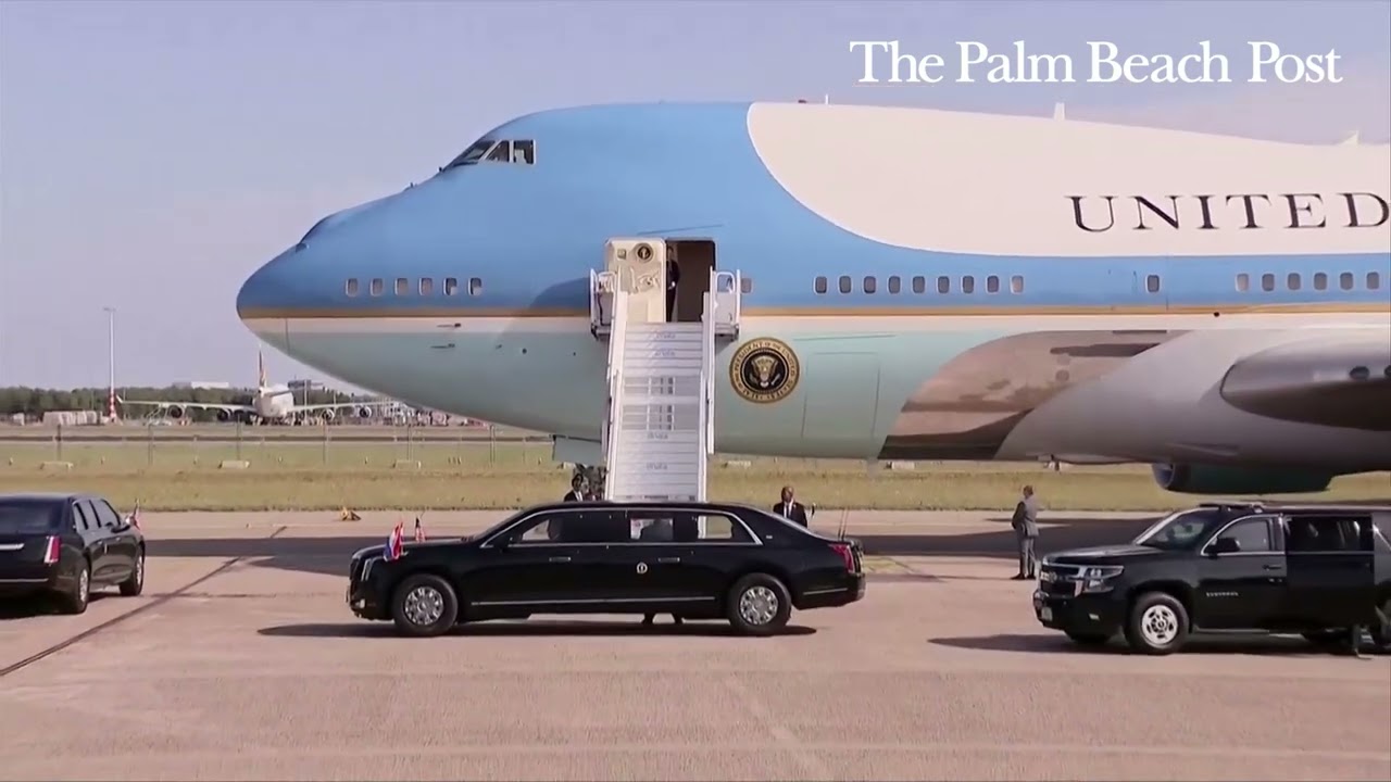 Donald Trump boards Air Force One, departs Netherlands after leaving NATO summit