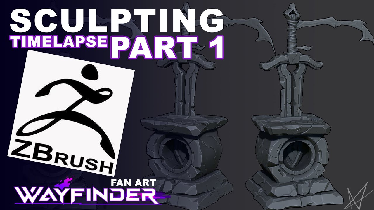 Zbrush - Wayfinder Stylized Sword Shrine sculpting Timelapse - Part 1