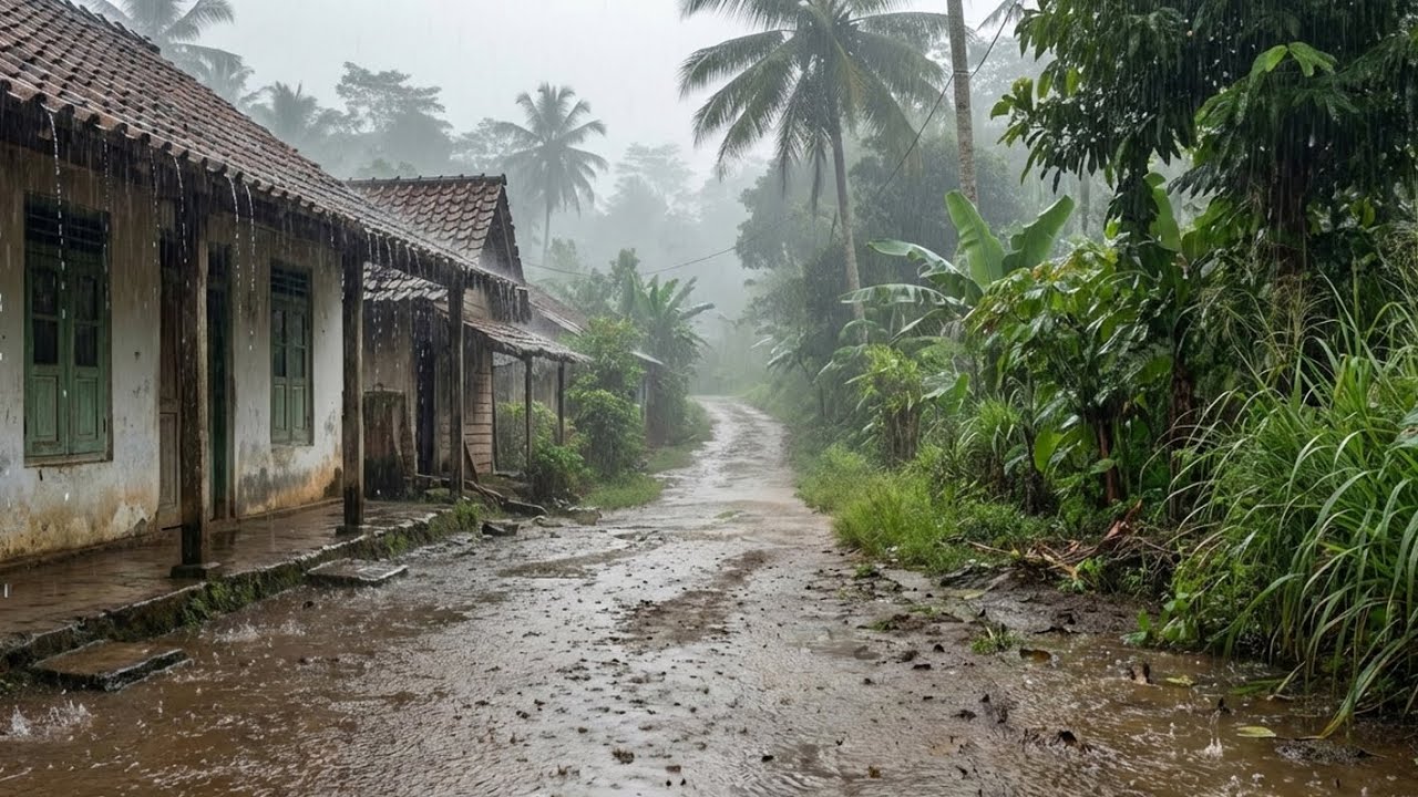 Rain in a Quiet Indonesian Village | Relaxing Rural Ambience for Deep Sleep