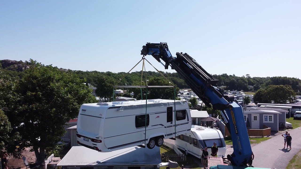 Bytte campingvogn med kranbil - Grebbestadfjorden camping 2021