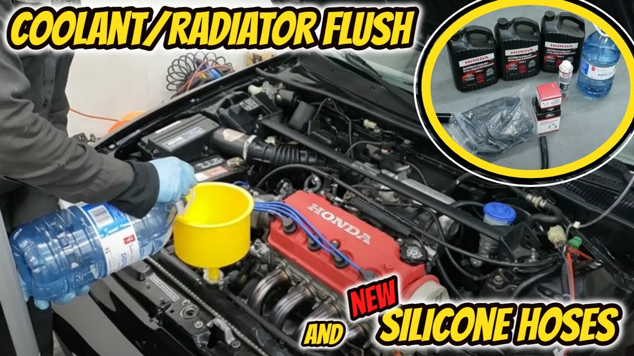 Give Your Radiator a NEW Look!!👌 Changing To Silicone Hoses & Coolant/Radiator Flush On The EF Civic