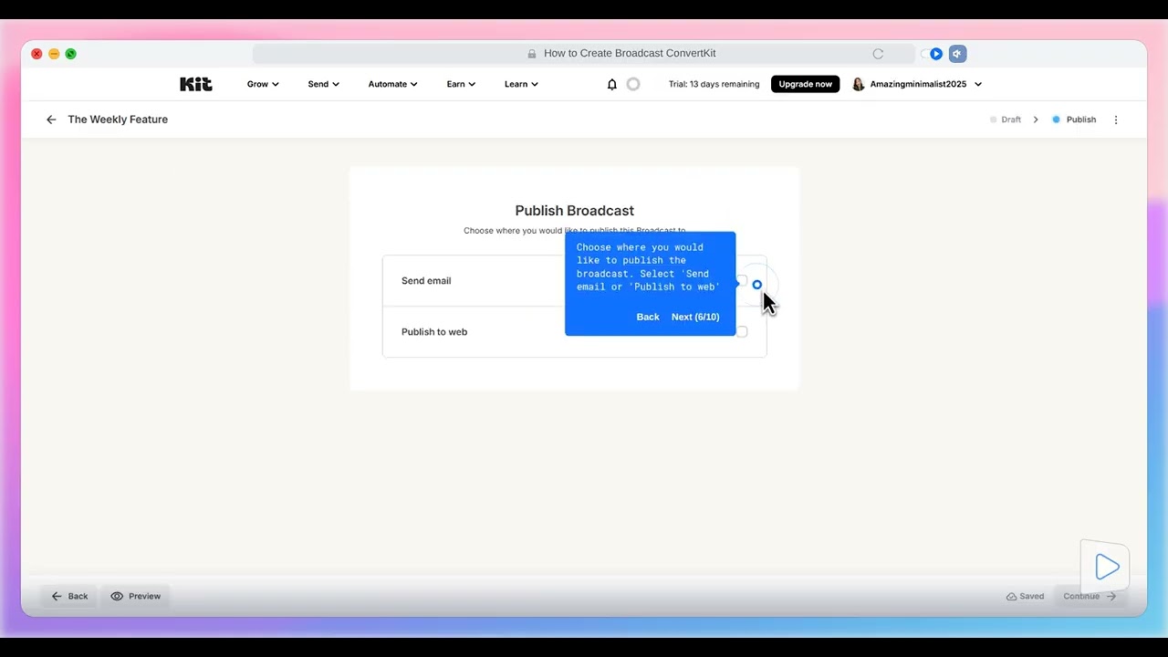 How to Create and Send a Broadcast Email in ConvertKit