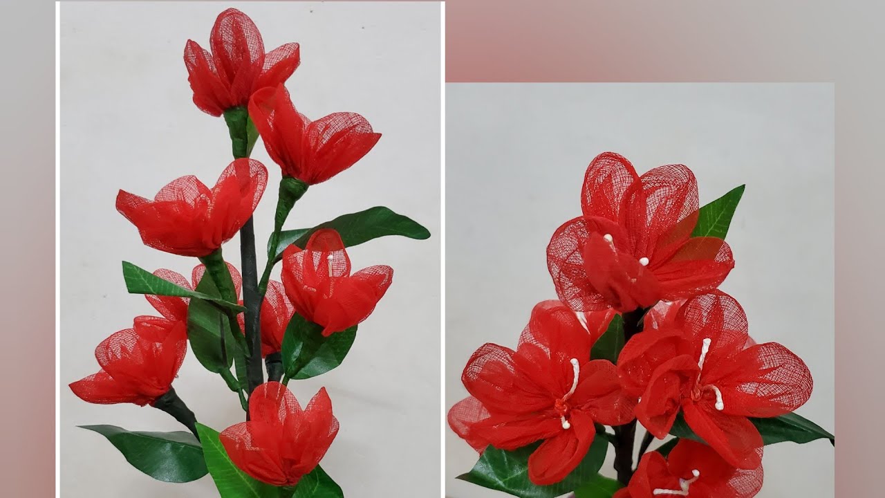 Simple organdy cloth flower | flower making tutorial | mashhoora's artistry