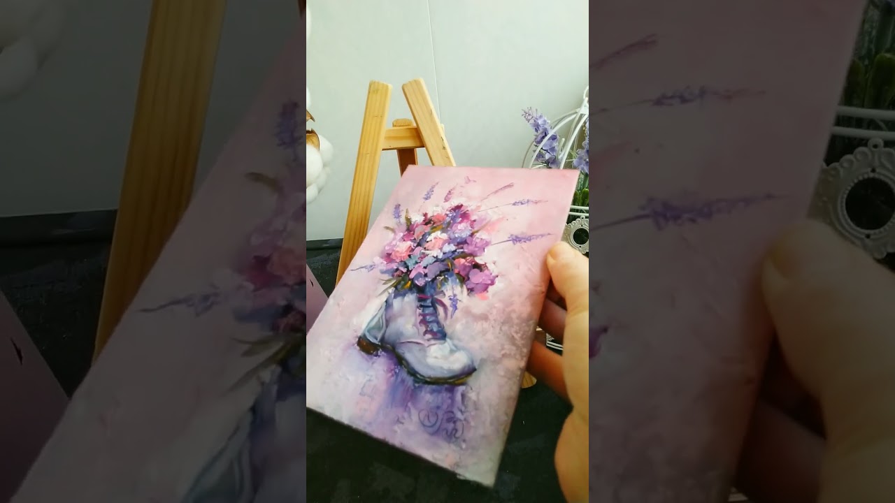 картина Цветы букет маслом 12 х 18 см #painting #art #paintingart #живопись #творчество