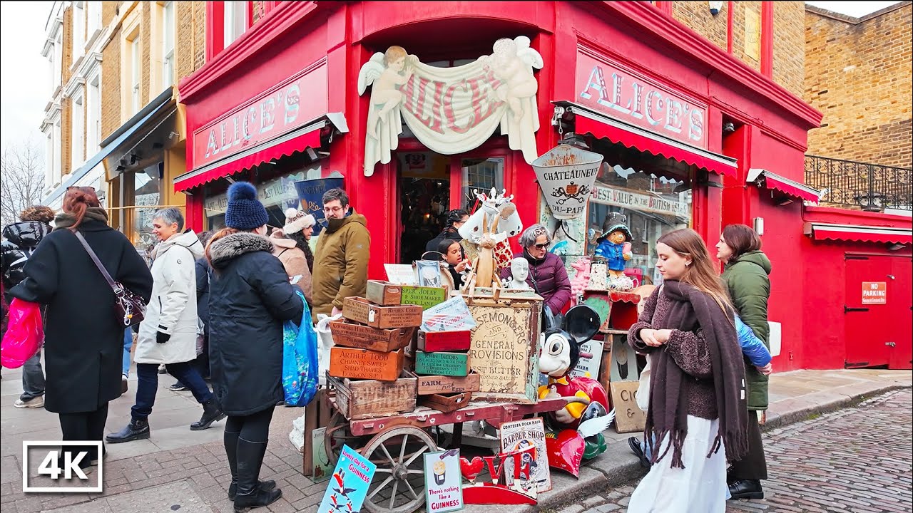 London Walk | Portobello Road Market London & Notting Hill Area on a Saturday after Christmas | 4K