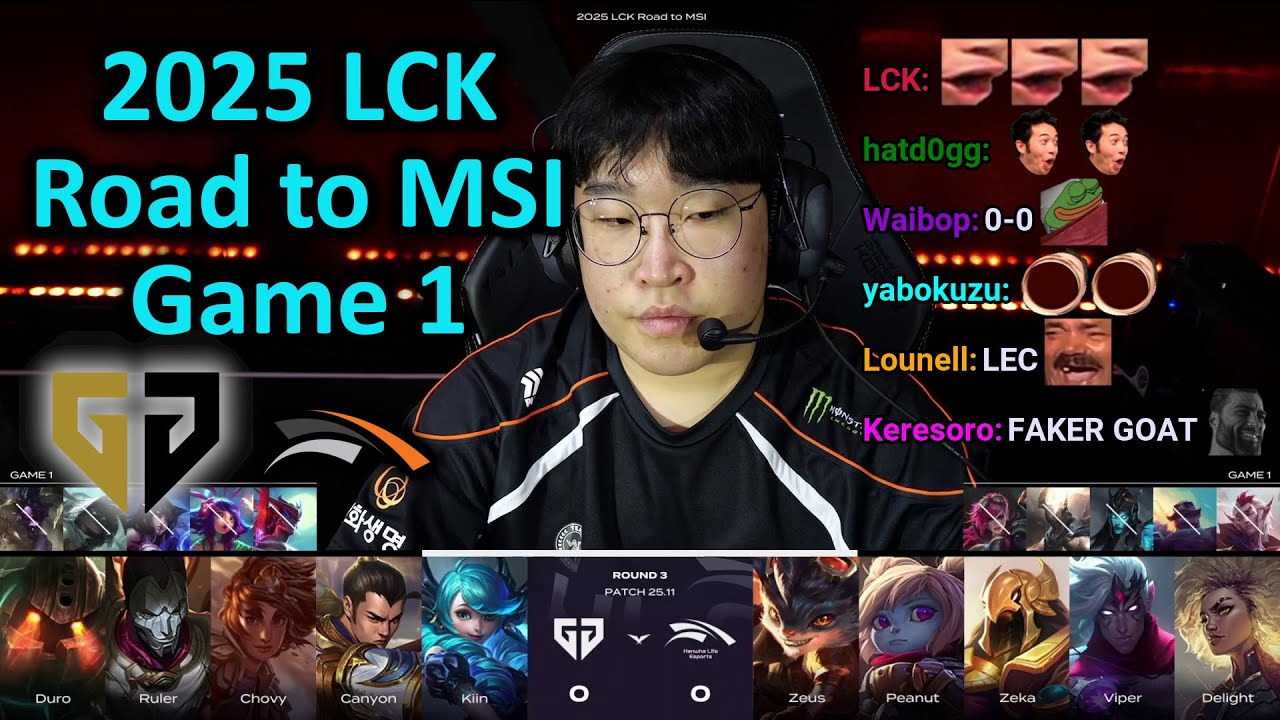 GENG vs HLE - Game 1 | 2025 LCK Road to MSI | Twitch VOD with Chat