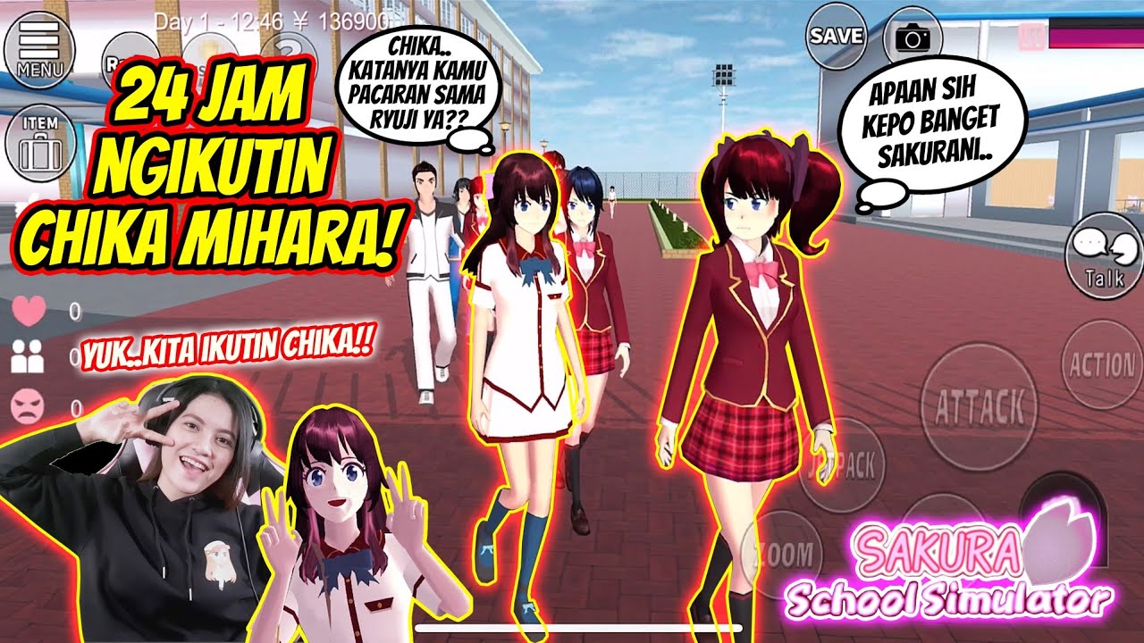 24 JAM NGIKUTIN CHIKA MIHARA!! SAKURA SCHOOL SIMULATOR INDONESIA - Part 50