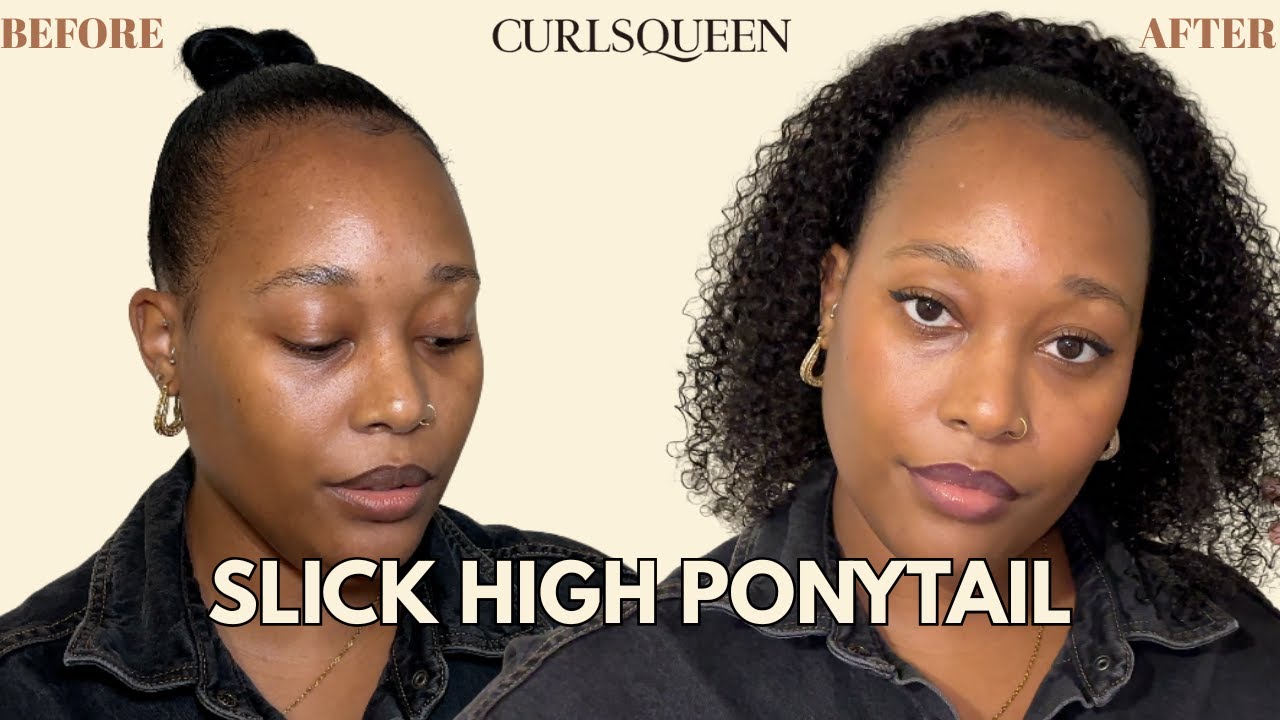 SLICK HIGH PONYTAIL ON TYPE 4 HAIR USING CURLSQUEEN 3C/4A TEXTURE PONYTAIL