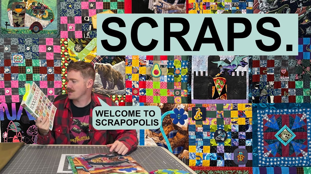I made a SCRAP QUILT ! 9-patches and Orphan Block Sampler: Scrapopolis