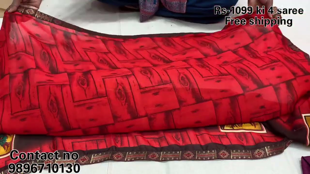 1099 rs  की 4 साड़ी भारी डिस्काउंट के साथ 🌹🌹free shipping 🙏🙏फटाफट से बुकिंग करें 