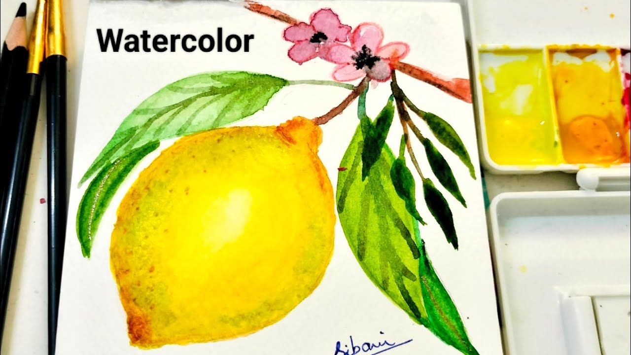 Quick easy Only 5 mins Painting #watercolor#lemon#art#painting#video#youtubevideo#viral#easypainting