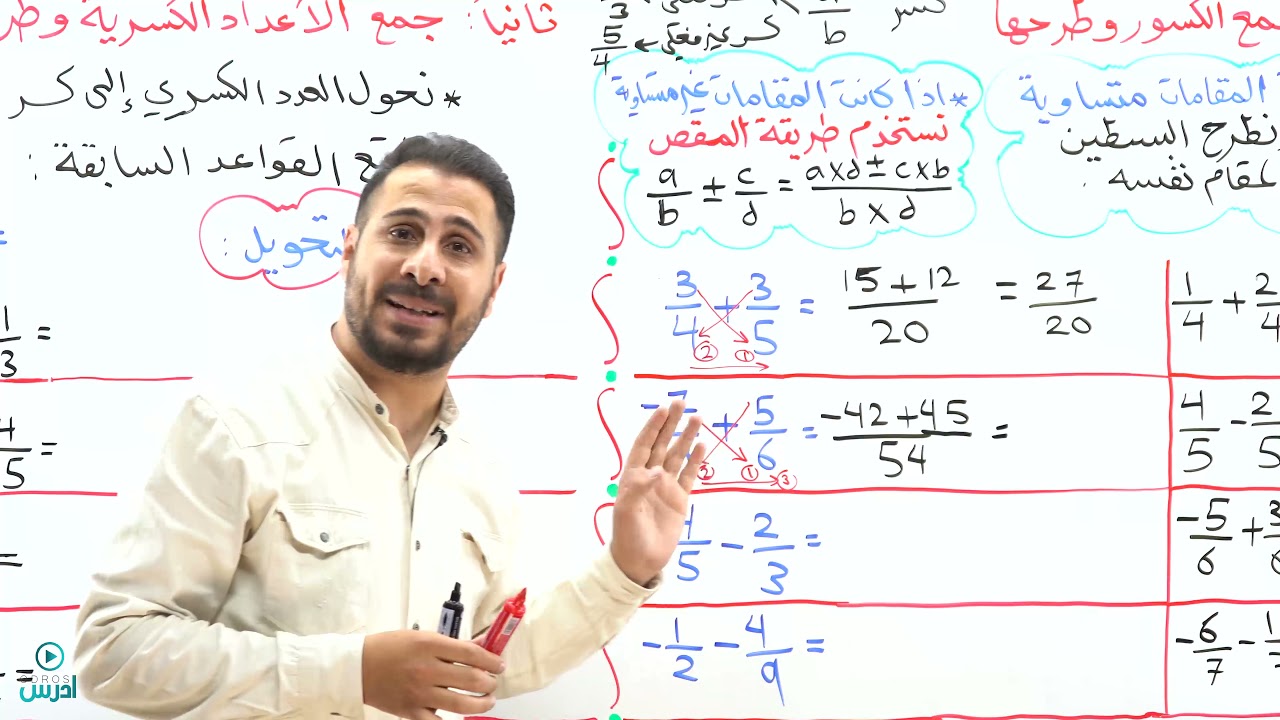 ٣..العمليات الحسابية على الكسور  سلسلة تأسيس الرياضيات من الصفر