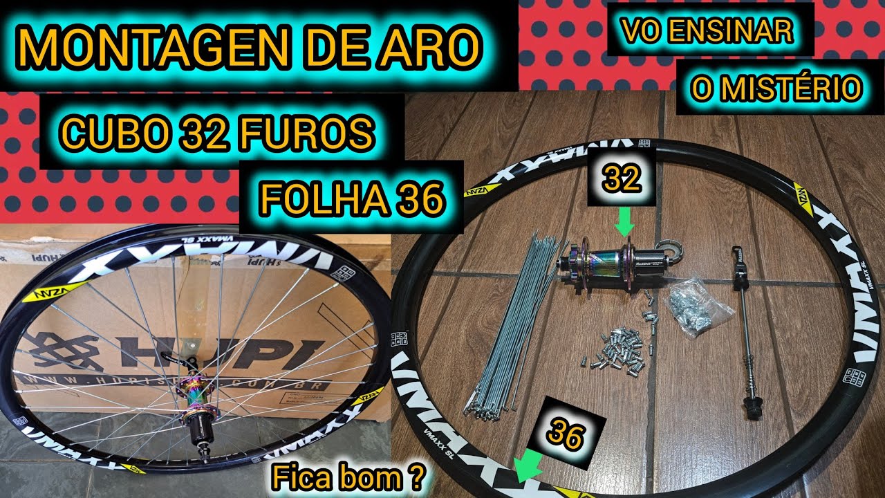 COMO MONTAR ARO DE BIKE CUBO 32 FUROS EM RODA 36 FUROS ?