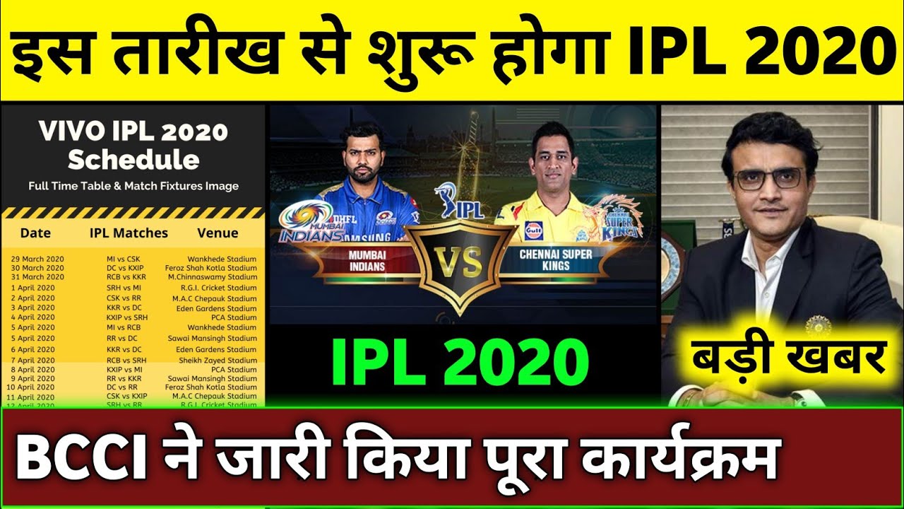 IPL 2020 - BCCI Confirmed The Starting Date Of Vivo IPL 2020 | IPL 2020 New Schedule
