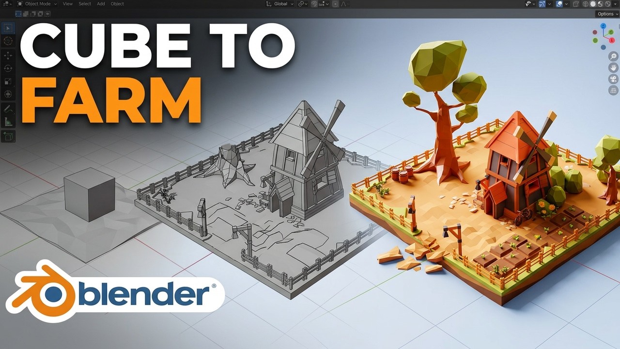 Watch Me Build an Entire 3D Farm in Blender
