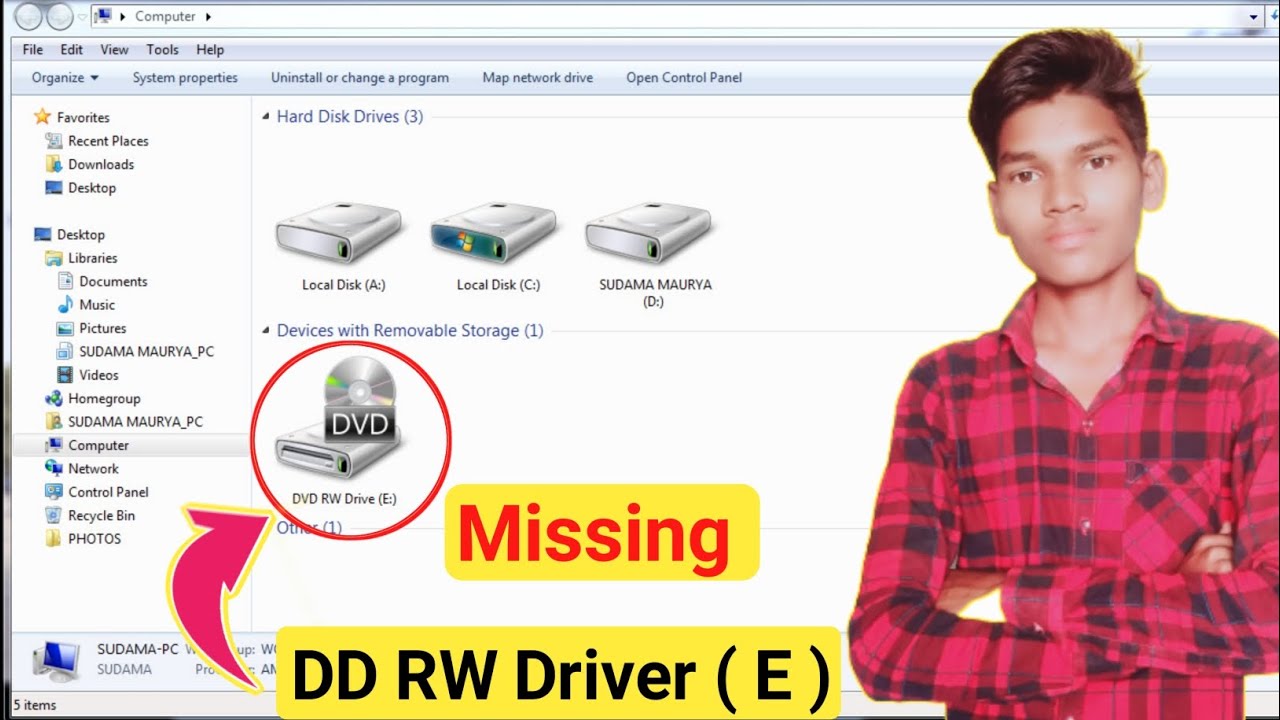 DVD Drive Not Showing in Windows 7 | DD RW Driver E Missing