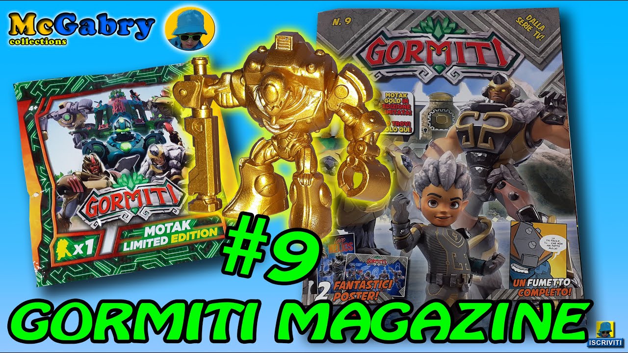 GORMITI MAGAZINE n&deg;9 CON MOTAK GOLD SPECIALE 5 CM-GORMITI ULTRA 2020-UNBOXING