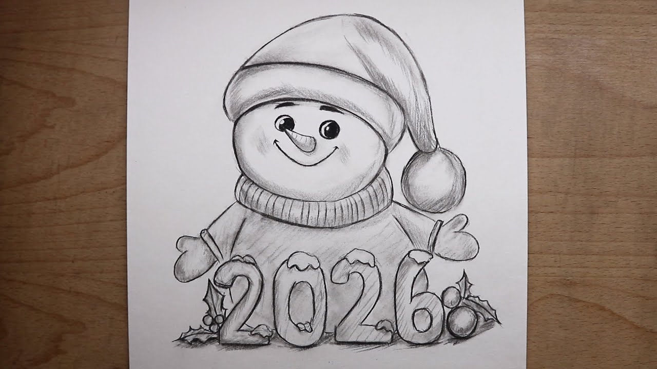 Merry Christmas Drawing Easy | Christmas Day drawing | happy new year 2026